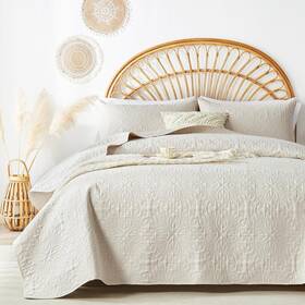-us 313020959907 Twin Quilt Bedding Set For All Seasons Lightweight Light Beige Bedspreads S