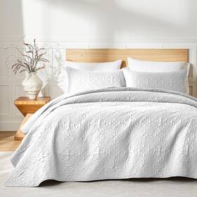 -us 313052032036 King/cal King Quilt Bedding Set For All Seasons Lightweight White Bedspreads Kin