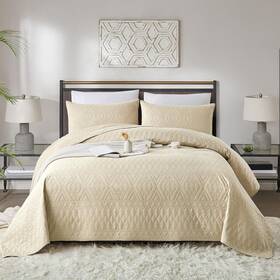 -us 313055767720 Full/queen Size Quilt Bedding Set Beige Lightweight Microfiber Soft Bedspread Mo