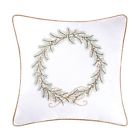 008246493402 Holiday Golden Greenery Toss Pillow Green Gold Embroidery
