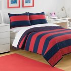 028828267023 King Izod Nottingham Size Quilts Nautical Red Navy Stripes Cotton