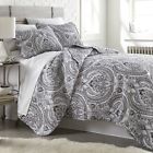 03054384 Southshore King Size Black Gray Paisley Motif Quilt 666703054384