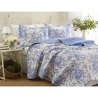 03057811 Laura Ashley King Size Reversible Blue Floral Quilt 666703057811
