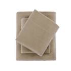 086569906281 Micro Fleece Brushed Sheet Set King Tan Chevron