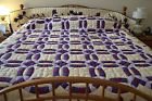 102x113 Quilted Hand Amish Quilt Ring Lg Double Improved Wedding