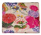 1031 Handmade Indian Twin Size Kantha Quilt Blanket Cotton Bedspread Multi
