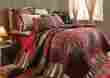 10676 Tacoma Victorian Heart Log Cabin Patchwork Quilt 4pc Bedding Set King Wine Taupe Creme Forest 841985005655
