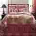 14129 Vhc Brands Breckenridge Red Tan Block Quilt With 2 Pillow Shams King