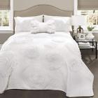16t000090 Lush Decor Piece Fiorella Quilt White Set