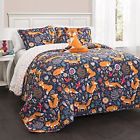 16t000548 Lush Decor Pixie Fox Piece Quilt Set Navy 848742049815