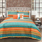 16t001379 Lush Decor Valerie Stripe Turquoise And Orange Quilt 848742056967