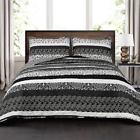 16t001719 Lush Decor Boho Stripe Black And White Quilt 848742061152