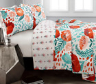 16t002390 Lush Decor Bold Poppy Floral Quilt Set Colorful Cotton Bedding