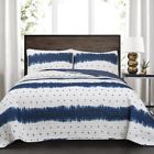 16t002706 Lush Quilt Set Jane Shibori Reversible Blue Batik 848742071571