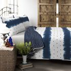 16t002707 Lush King Quilt Set Jane Shibori Reversible Blue 848742071588