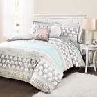 16t003324 Lush Decor Elephant Stripe Piece Comforter Set Turquoise 848742076002