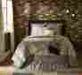 18004 Elysee Vhc Brands 10pc Quilt Bedding Set Black Creme Fleur De Lis Ruched King