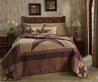 19831-2-4 Landon Vhc Brands Rustic Country Star Quilts Quilt Sets Bedding Red Khaki Check Plaid Bed In A Bag