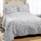 199477 Laura Ashley New Venetia Cotton Reversible Quilt Gray 883893287815 199477 Laura Ashley New Venetia Cotton Reversible Quilt Gray 883893287815