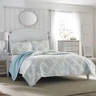 206341 Laura Ashley Saltwater Reversible Quilt Set King Blue 883893344532