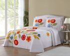 20701802bsp-mul Ellison Flower Garden Chenille Full White Bedspread 800014150643
