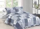 208-1 American Hometex Grayce Gray Quilt King Queen Piece Set Shams