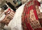 2332133 Pottery Barn Johanna Quilt Red King Standard Shams Patchwork Reversible