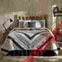 23349 Vhc Brands Wentworth King Quilt Country Cabin Block Plaid Brown Tan Creme Patchwork Lodge 840528120466