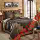 25281 Vhc Brands Coal Creek 4pc King Quilt Set Block Patchwork Black Tan Rustic Lodge Primitive 840528121609
