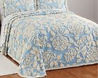 28730 Unbranded Tufted Floral Chenille Cotton Bedspread Blue
