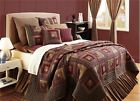 3 Cabin Patchwork Quilt Set Burgundy Bedding Navy Pc Twin Log Millsboro Tan