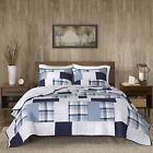 3053394 Woolrich Oversized Quilt Set Blue Plaid Reversible Striped 666703053394 3053394 Woolrich Oversized Quilt Set Blue Plaid Reversible Striped 666703053394