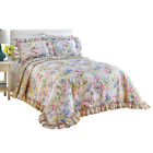 30574 Collections Etc Floral Watercolor Gardenscape Lightweight Plisse Bedspread By