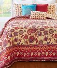 3210042 Afoyft Full Queen Quilt Pillow Sham Set Paisley Burgundy Orange