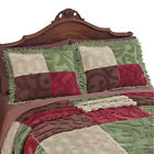 35407 Collections Etc Colorful Patchwork Chenille Fringe Pillow Sham 842022188027