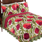 36761 Collections Etc Burgundy Floral Garden Reversible Lightweight Quilt By