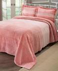 394361-7zkb-rse Unbranded Tonal Stripe Chenille Bedspread Rose King Size Indoor Bedding