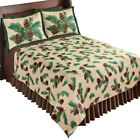 43819 Collections Woodland Pinecones Soft Fleece Coverlet Tan Brown Green Cabin