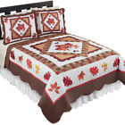 43849 Collections Fall Leaves Patchwork Quilt Reversible Holiday Bedroom Cor