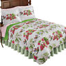45981 Collections Reversible Hummingbird Flower Print Quilt With Scalloped Edges Seasonal