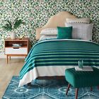 490601534217 Opalhouse Seine Teal Pom Stripe King Quilt New