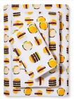 490970233865 Pillowfort New Hamburgers Printed Cotton Sheet Set Queen