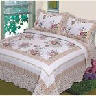 5155701 White Fancy Bedspread Bed Cover Floral Off Green 617762566790