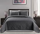 5956003 Mk Home Collection Diamond Bedspread Embossed Solid Dark New