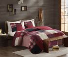 606034948808 Unbranded Red Plaid Quilt Set King Size Cotton