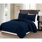 635309781611 Fancy Quilt Sets Collection Oversize Quilted Embroidery Navy