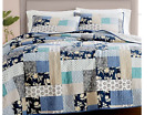 636202012949 Martha Stewart Contrast Patchwork Blue Cotton King Quilt