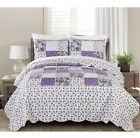 66719 Blissful Living Beatrice Lavender Luxury Ruffle Quilt Set 6518965593962