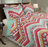 66w-63194 Somerset Home Chevron Bedding Quilt Set Floral Zig Zag Teal