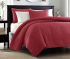 675716644253 Madison Park Ruby Red Matelasse King Quilt Set